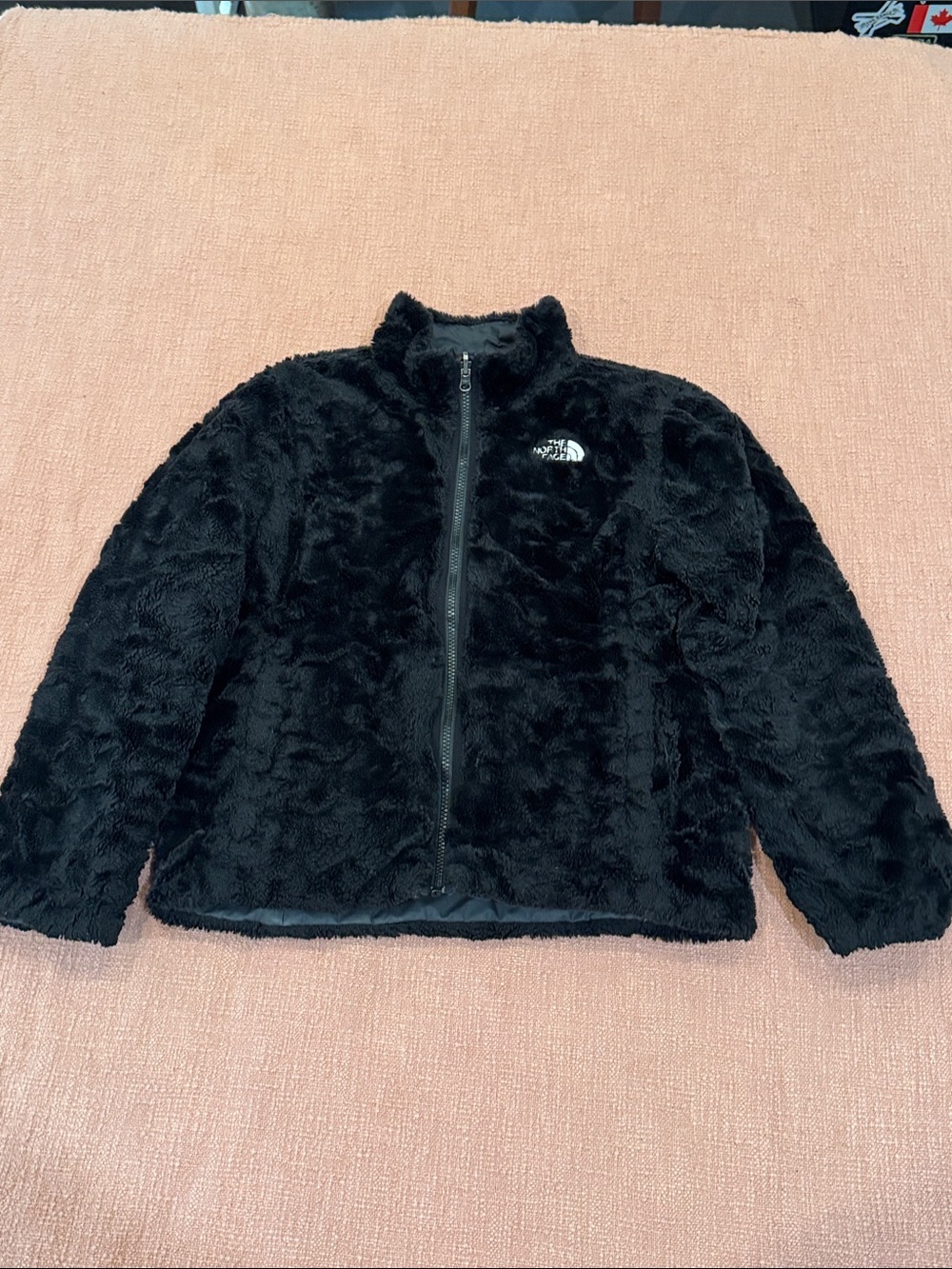 The North Face wm’s Black Fuzzy Full-Zip reversible Jacket / inner